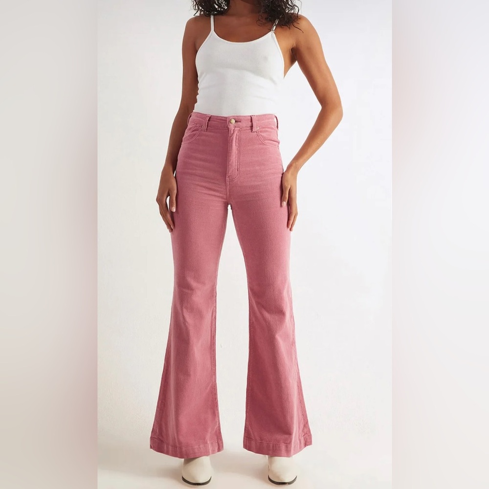 Rolla’s EASTCOAST LILAC CORD Corduroy FLARE PANTS Pink Size 24 High Waist Rise